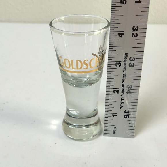 Goldschlager Shot Glass Heavy Curved Bottom Barware Logo - Picture 7 of 8